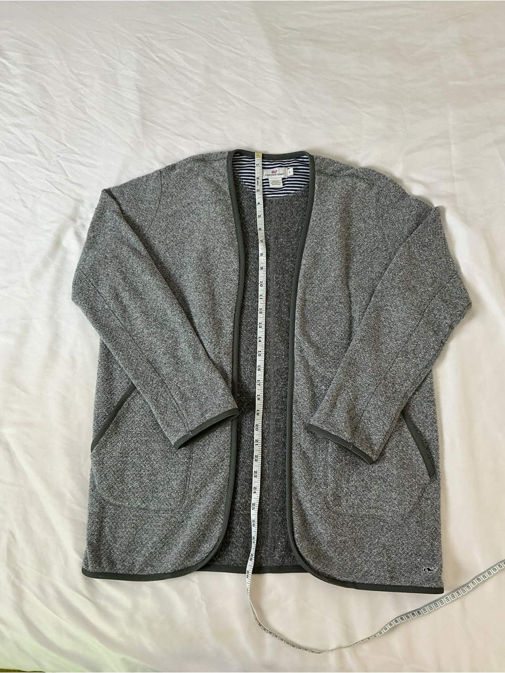 Vineyard Vines Gray Open Front Cardigan Size S | Soft Knit Layer - Picture 2 of 7
